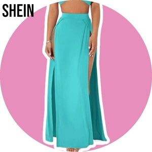 SHEIN PETITE Solid Split Thigh Skirt